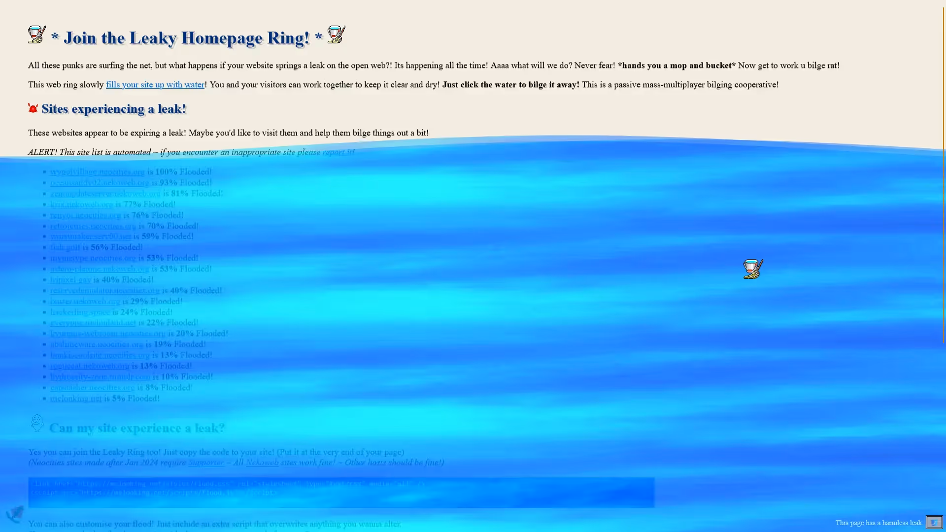 Leaky homepage script in action (note: simulated using inspect element)