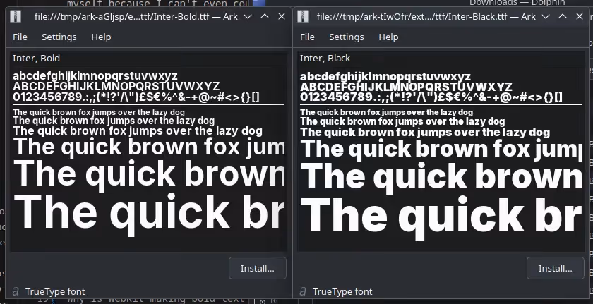 Difference between Inter Bold and Inter Black, which the latter's font weight is much higher